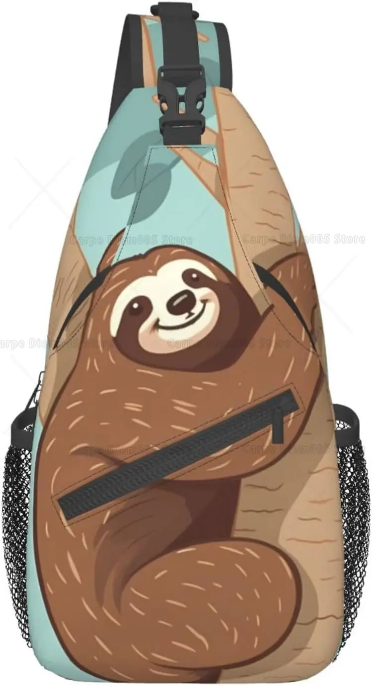 Cartoon Animal Sling Backpack Crossbody for Man Woman Hug Tree Sloth Cross Body Adjustable Chest Bag