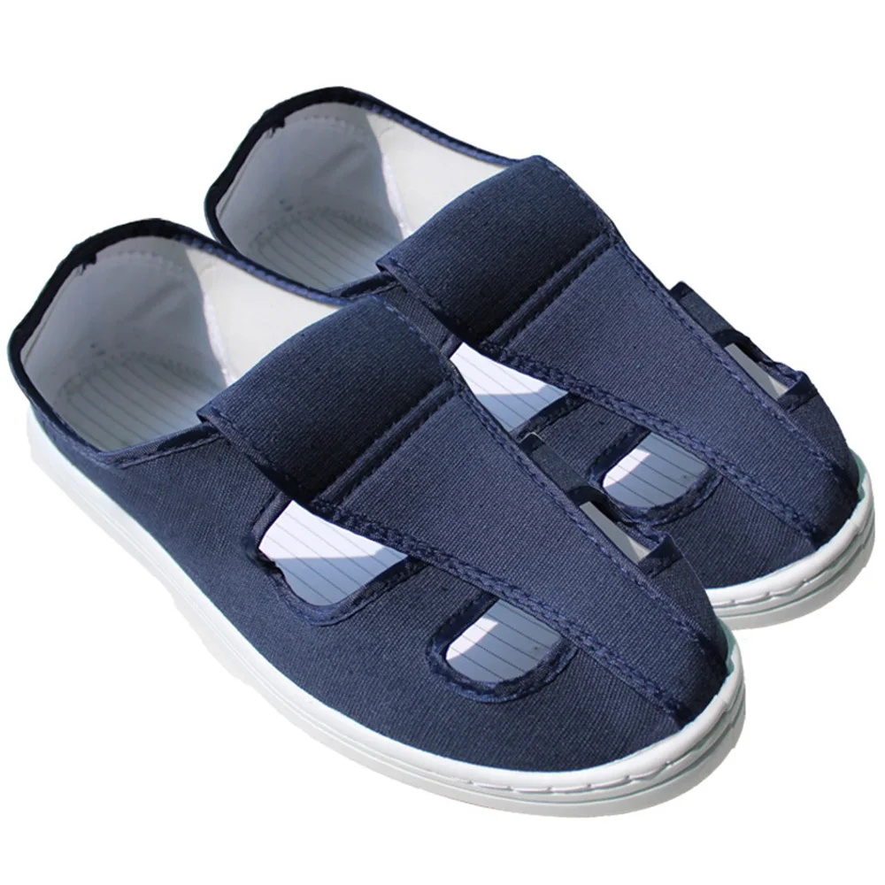 Imagem -05 - Anti-estático Sapatos de Trabalho de Lona Azul Branco Anti-estático Anti-estático de Pvc de Quatro Buracos