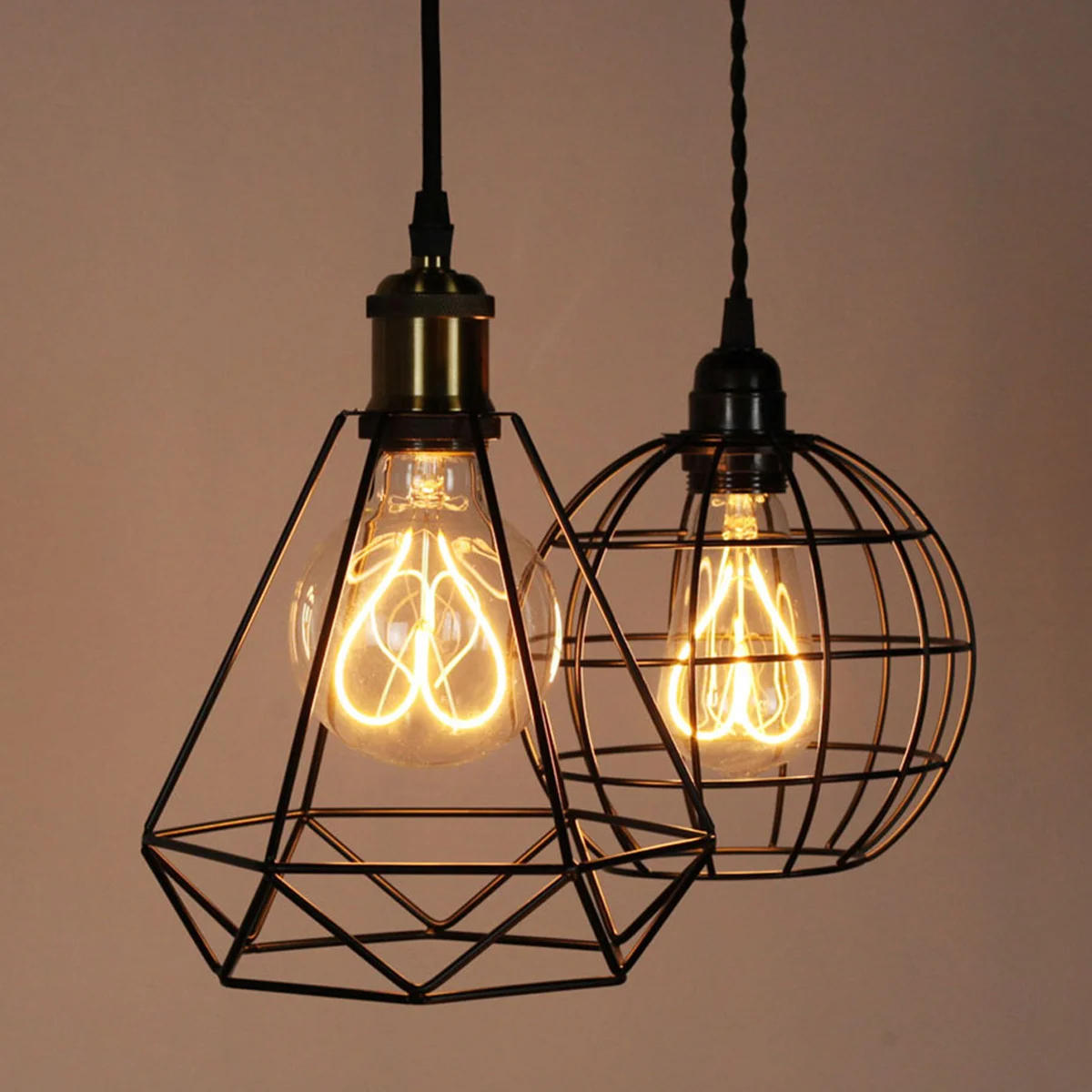 

1pc Iron Art Lampshade Black Vintage Rustic Light Cage Guard For Industrial Chandelier Decor Wall Ceiling Lighting Fixture