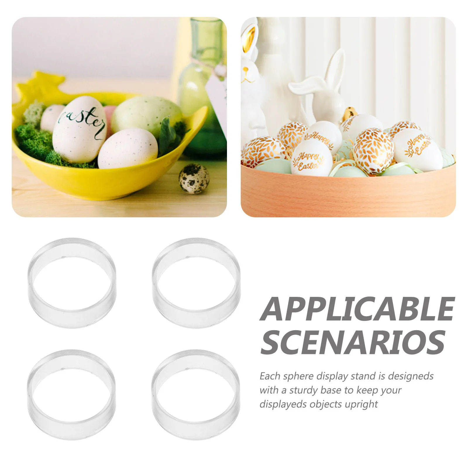 22Pcs Acrylic Egg Display Stand Decorative Holder Set Clear Globe Stone Sturdy Round Pedestal Eggs Crystal Spheres