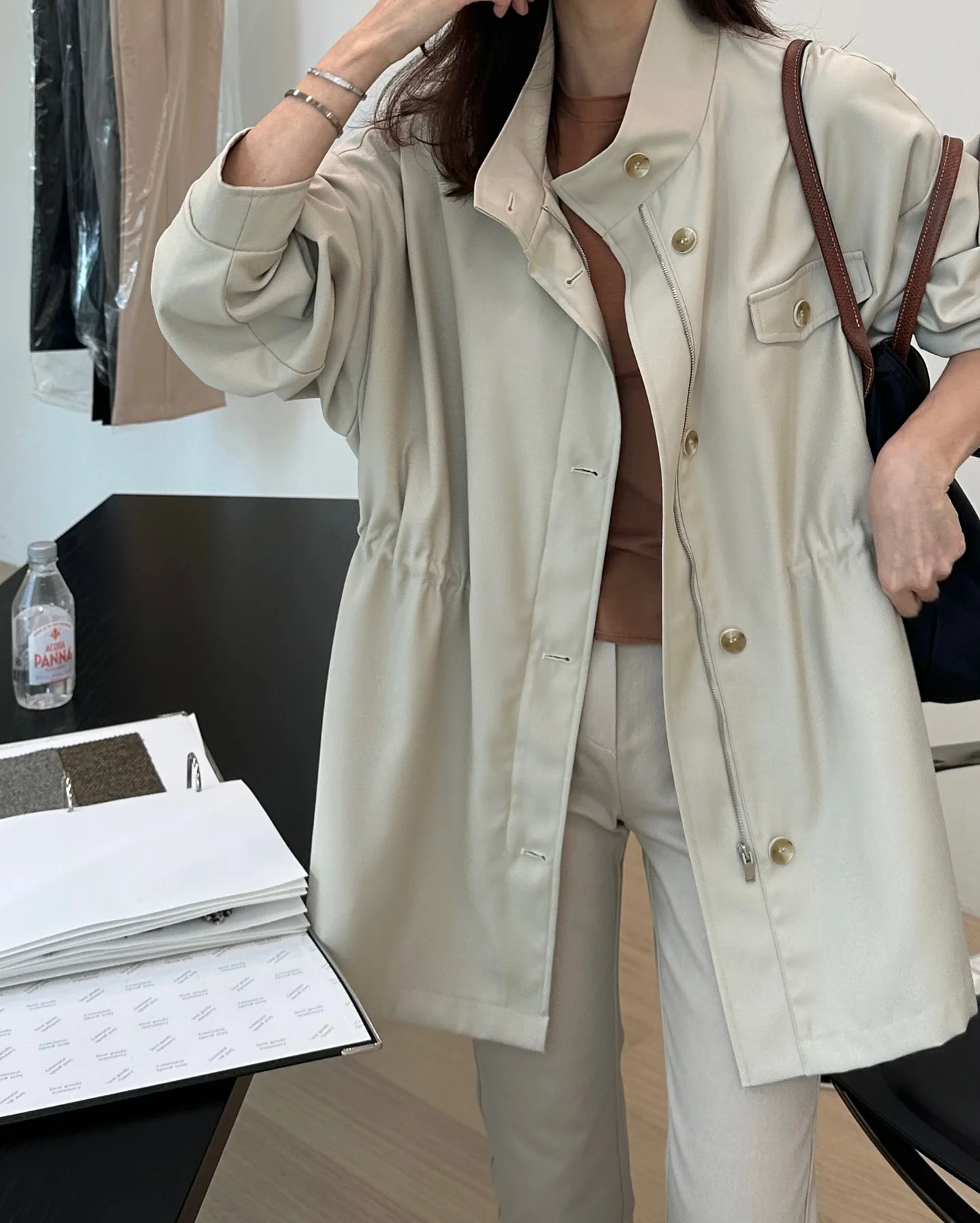 

Женский весенне-осенний свободный плащ с воротником-стойкой и длинными рукавами, женская уличная одежда, однотонный Тренч с тонкой талией, верхняя одежда