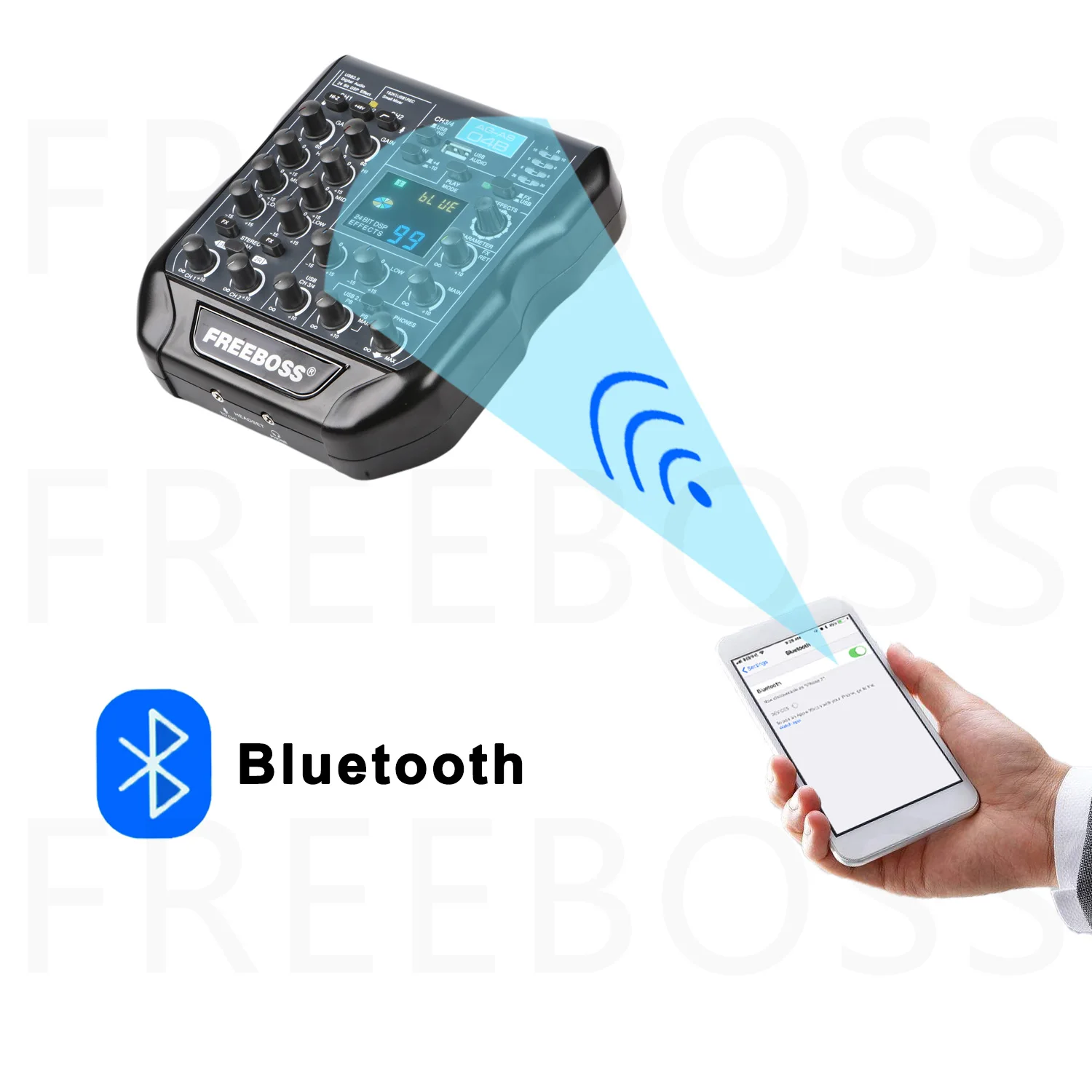 Freeboss 4 Csatorna Mali Keverés Gyám 24bit 192khz Hang Keverőpult 99 DSP Ingóságok Bluetooth PC Dram USB Blokkol 48V áram AG-AS04B