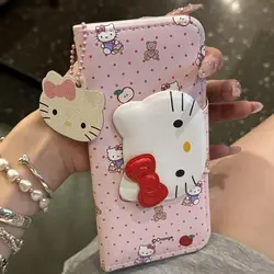 New Cute Hello Kitty Japanese and Korean PU Leather Flip Bow iPhone Case for iPhone 15 Pro Max 15 Plus 15 Pro 15/14/13/12/11