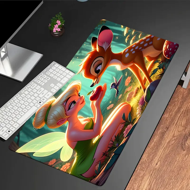 قطعة واحدة من لوحة الماوس ذات طابع ديزني تتميز بجرس تينكر، مصنوعة من مطاط غير قابل للانزلاق، مثالية لسطح مكتب أملس، مناسبة للعباءة