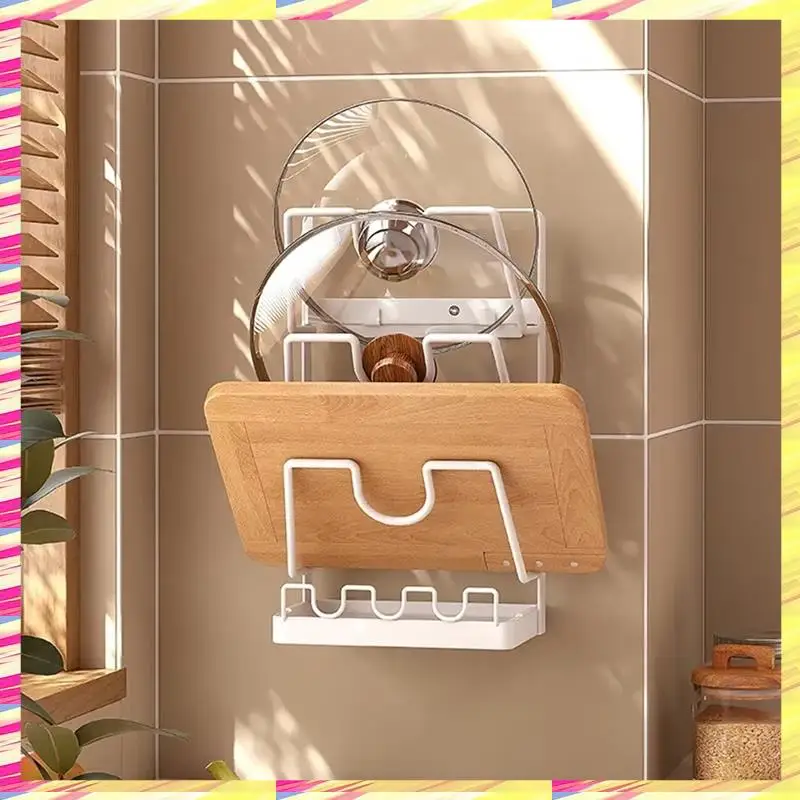 

ABJJ Многофункциональная кухонная полка для хранения — настенная крышка для кастрюль и органайзер для разделочной доски со сливной полкой