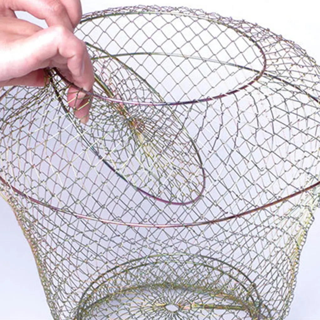 Picture 4: Metal Wire Fish Shrimp Basket Lobster Mesh Fishing Net Prawn Crab Cage Folding Trap Net Foldable for Crab Baskets Fish Baskets