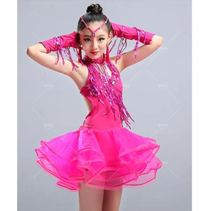 Latin dance skirt children Latin dance costumes costumes girls fringe sequins game suits new dance costumes