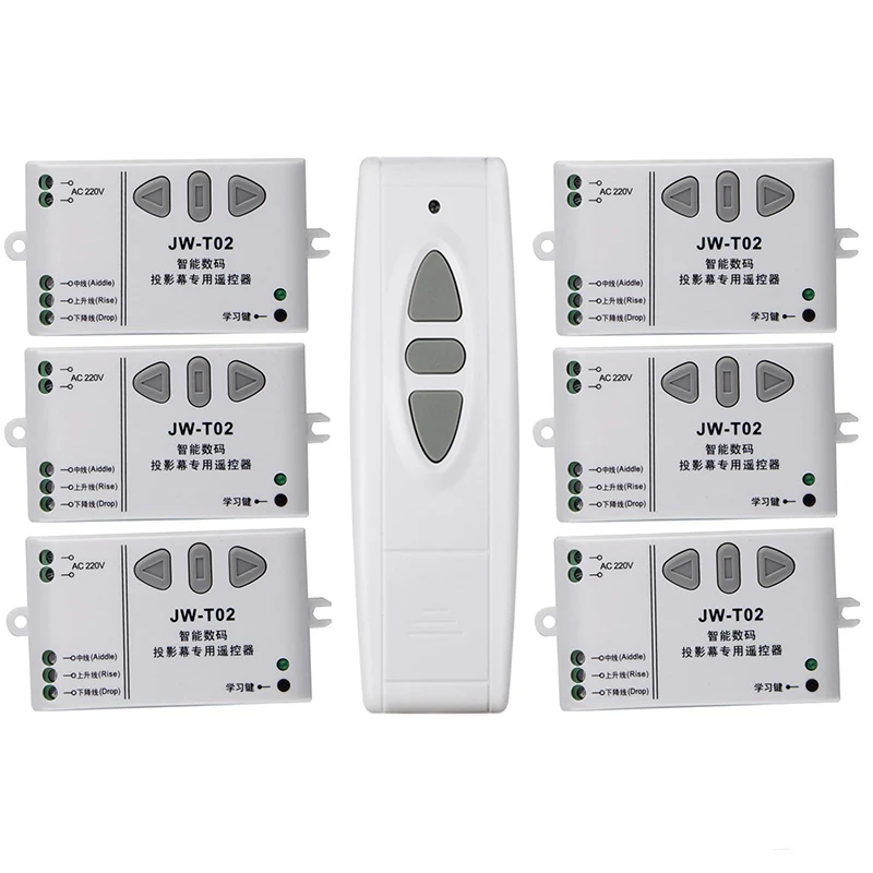 Controlador de interruptor remoto do motor ac220v, tela de projeção, interruptor sem fio do motor 433mhz, parada para cima e para baixo, aprendizagem de parada reversa