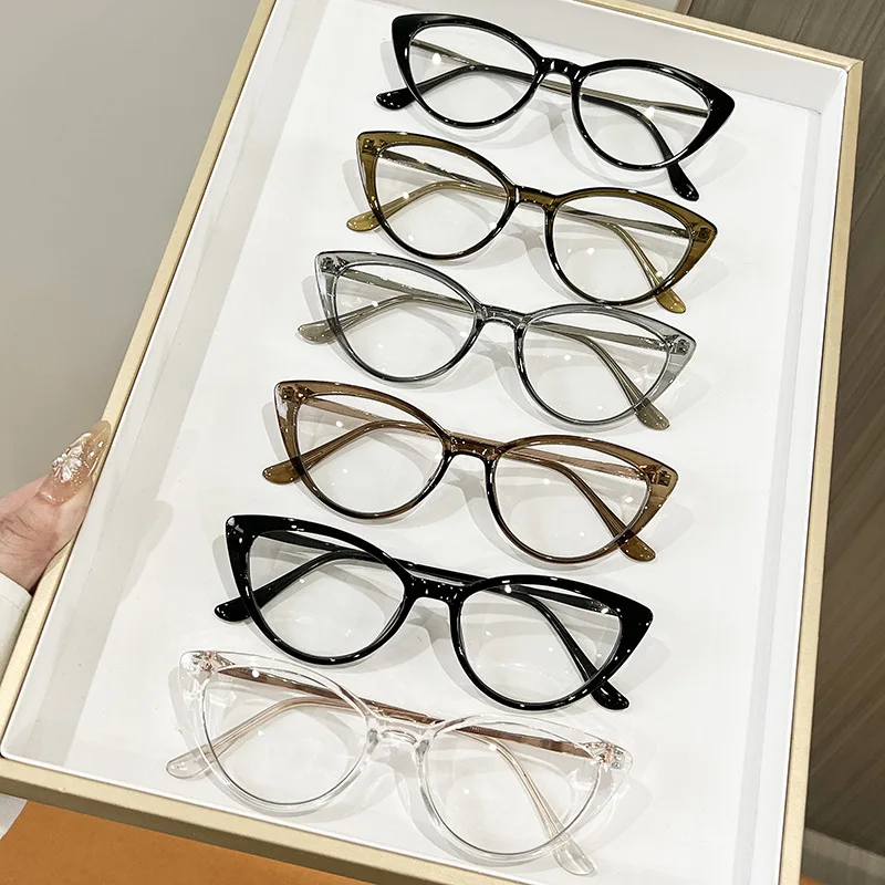 Blaues Licht blockierende Brille für Damen, Katzenauge, gerahmt, modische Computerbrille, Herren, schwarzer Rahmen, klare Anti-Strahlungs-Filterbrille
