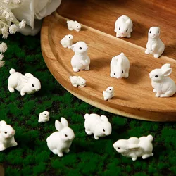 Set of 8 Mixed Sizes Cute Resin Rabbits Miniatures - Fairy Garden Ornament, Micro Landscape Home Plants DIY Craft Decoration