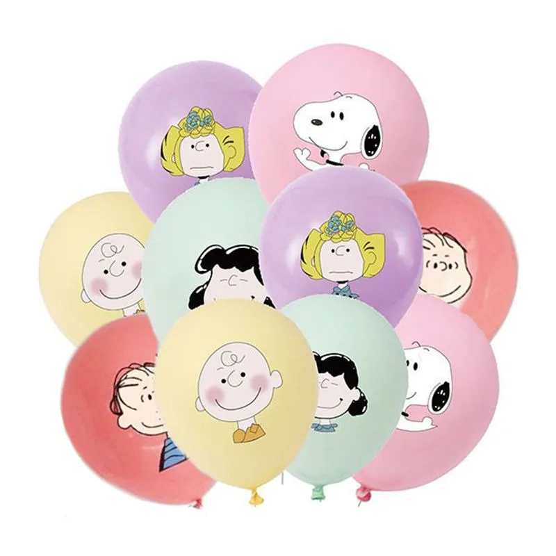 Cartoon Anime Snoopy and Charlie Macaron Color Balloons Children Birthday Party Decoration Girls Boys Toys Gifts Wholesale