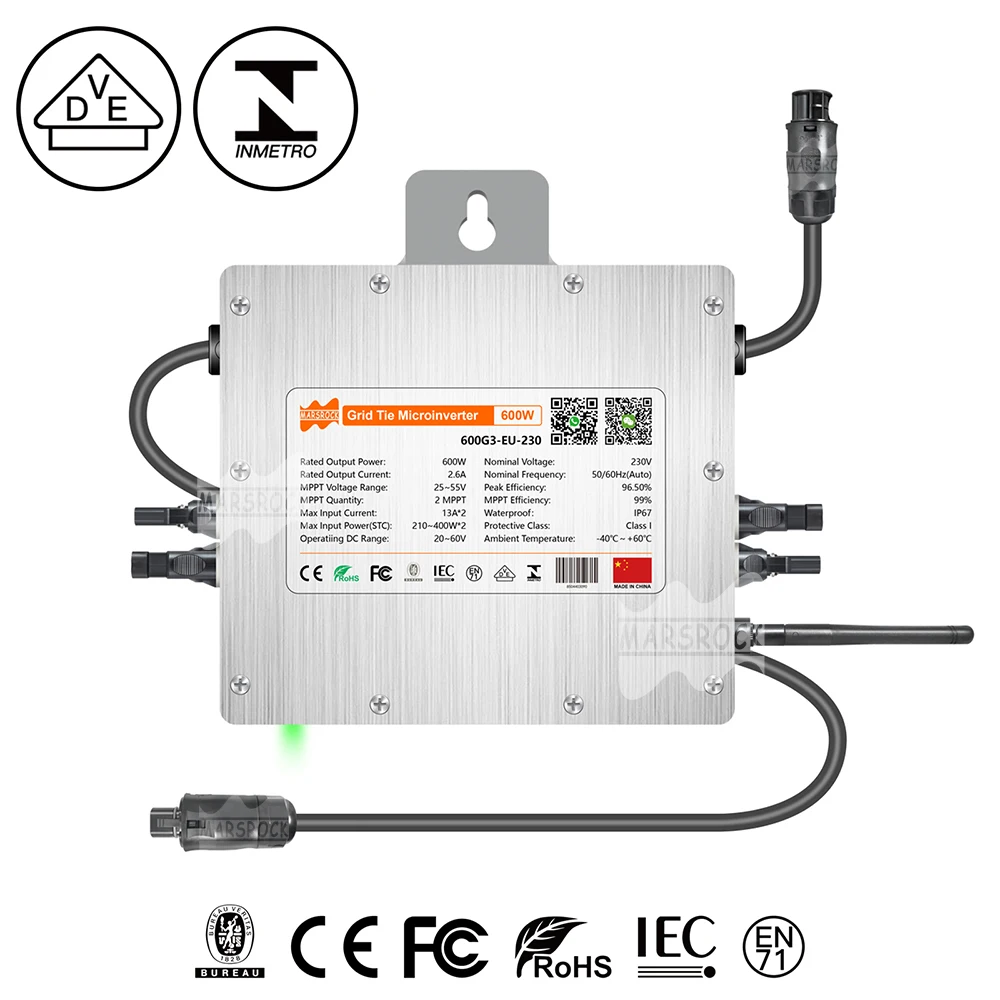 Deye 600-W-Wechselrichter 20–60 VDC auf AC184–265 V, zwei integrierte MPPT-IP67-WLAN, Versand aus EU-Solarnetz-Wechselrichter – Detail 2