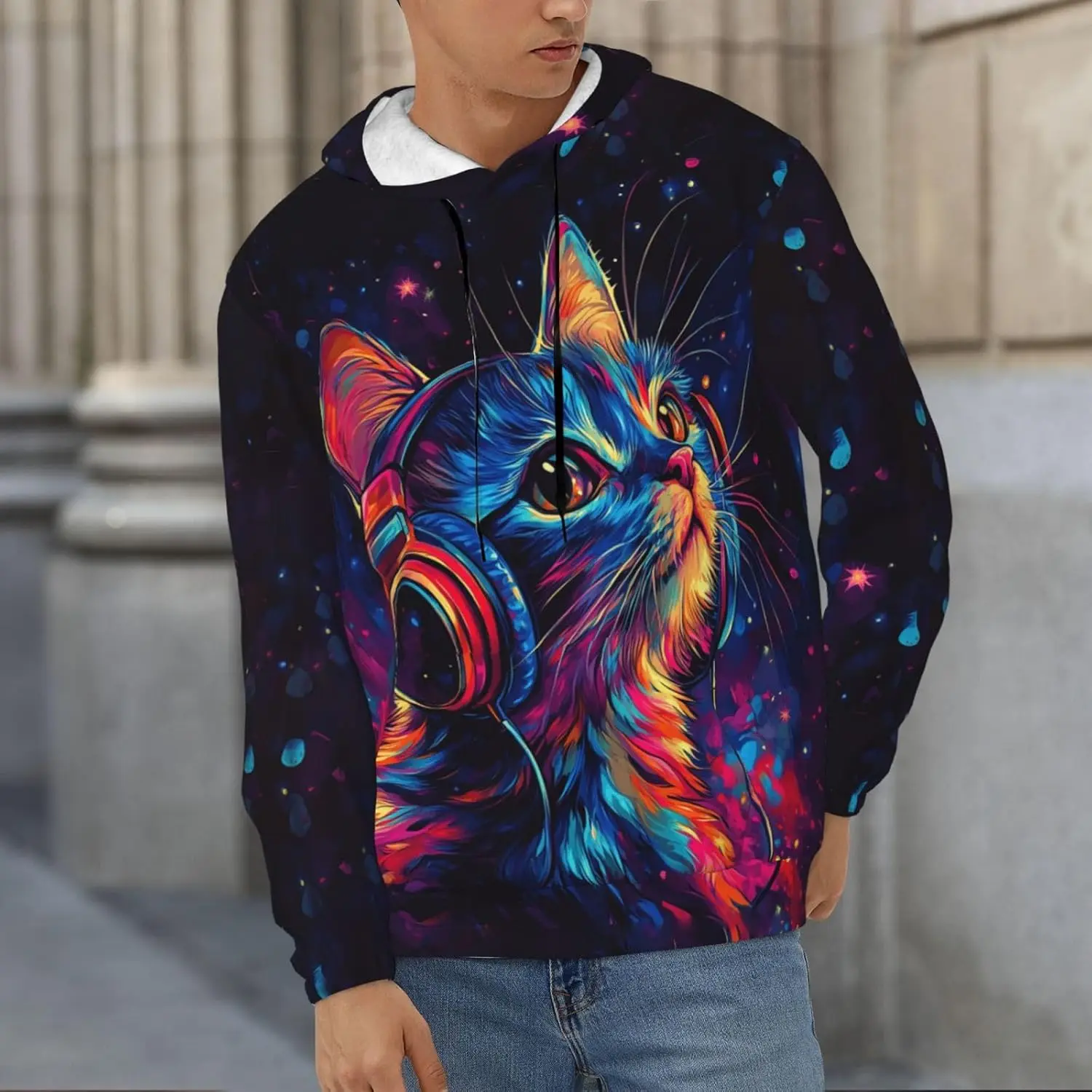 

Colorful Cats Graphic Men's Hoodies 3D Print Fashion Design Funny Pattern Long Sleeve Clothes Loose Comfortable Hooded Pullovers