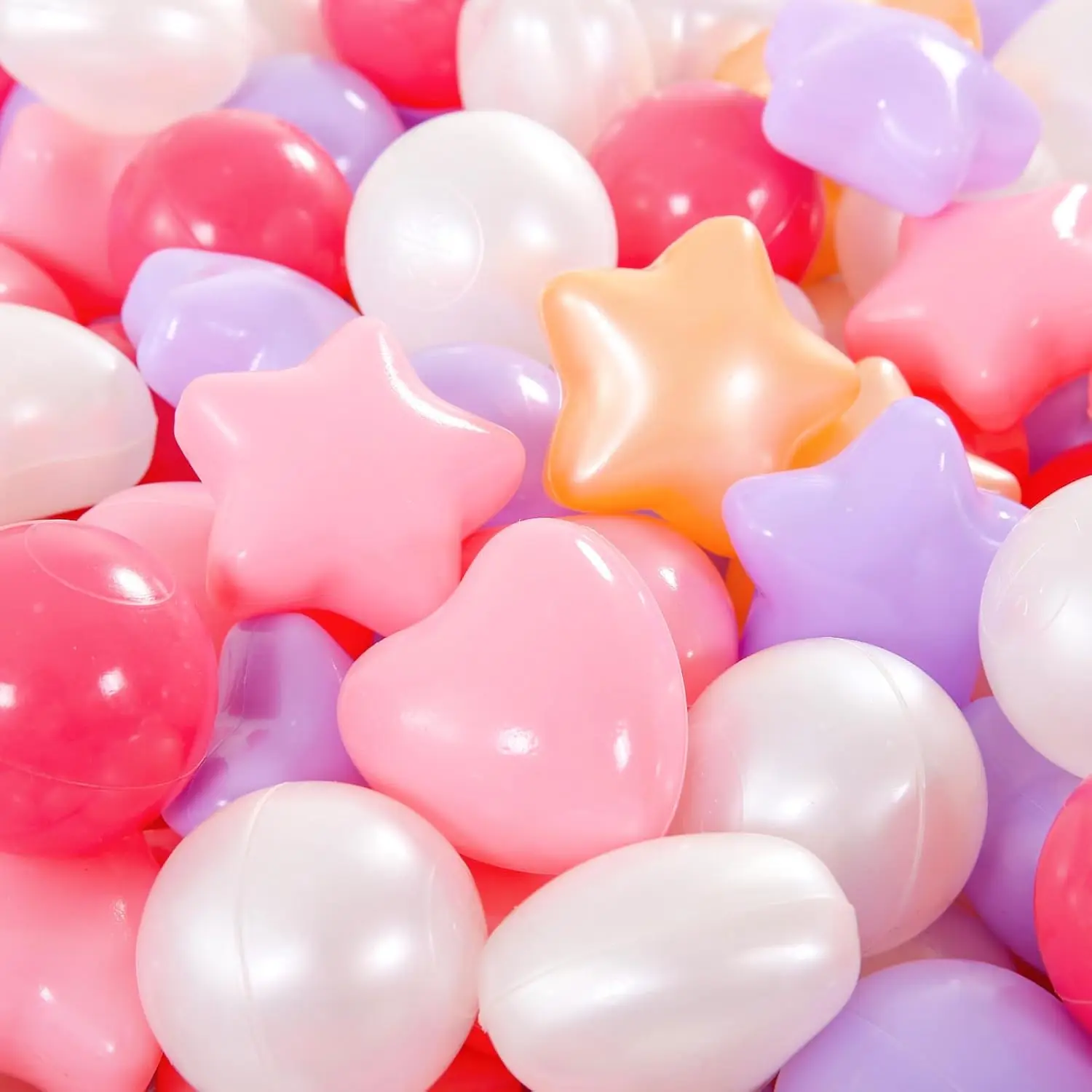 Ball Pit Balls 100 Rose Violet Or, Boules en plastique pour les tout-petits sans ftalat sans BPA, balles anti-écrasement dans des jouets de jeu réutilisables