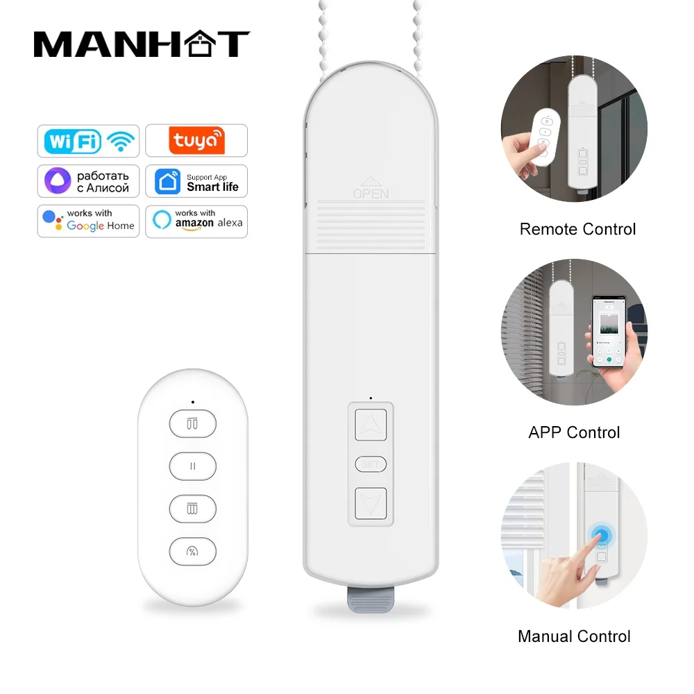 

Manhot новейший WIFI умный DIY рулонные жалюзи шторы электрический мотор для штор умная жизнь работает для Alexa Google Home Alice