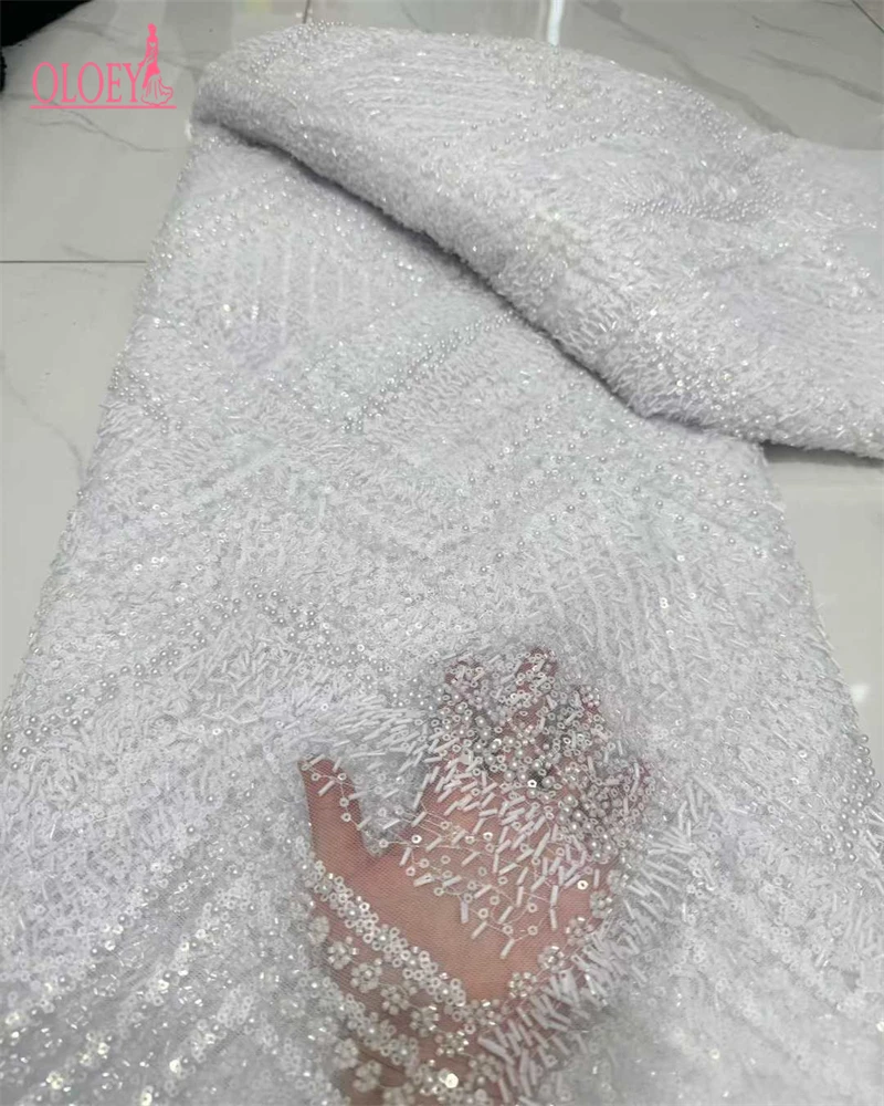 Tessuto africano del pizzo di lusso 2026 Paillettes di alta qualità Perline Tessuti di pizzo per la cerimonia nuziale nigeriana Tessuto di pizzo tulle francese