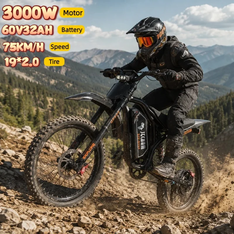 E-bike QF200 3000W motor 60V32AH battery Adult fast off-road mountain electric bike hydraulic brake all-terrain electric bicycle image 1
