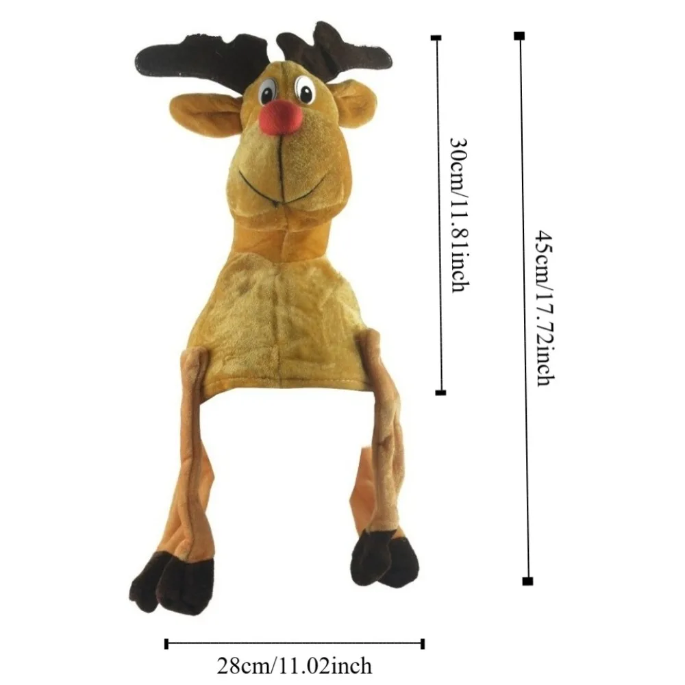 Funny Cartoon Christmas Santa Hat Ornaments Thick Elk Hat Noel Decoration Christmas Deer Cap Party