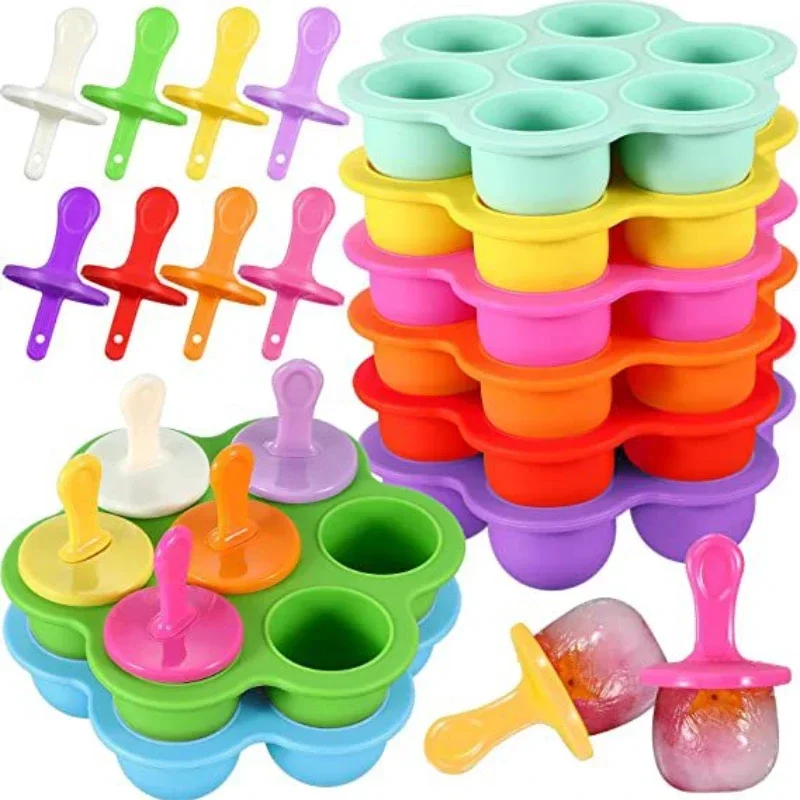 Colorful Popsicle Silicone Mold Food Grade Silicone Ice Ball Mold Baby Fruit Shake Ice Cream Making Tools Ice Cream Maker