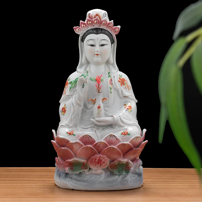 

Ceramic Guanyin Bodhisattva Ornament Living Room Home Decor Buddha Statue Ornaments Housewarming Gift Pray for Auspiciousness