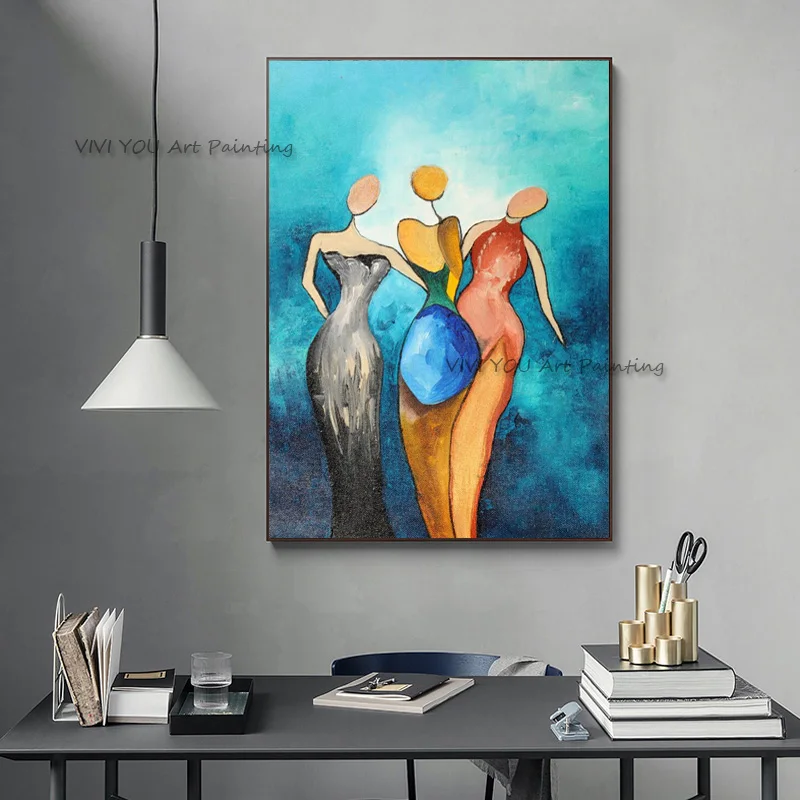 Handpainted Oil Painting Girl Figure Acrylic Home Decor Unique Gift On Canvas Wall Art Picture Women For Living Room