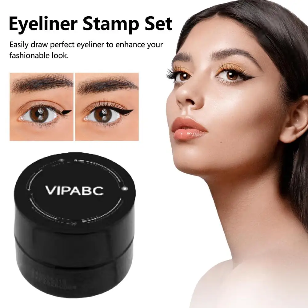 Waterproof Simple Eyeliner Stamp Long Lasting Double-ended Eyelash Template With Ink Paste Black Eye Liner Stamp For Beginn I0e3