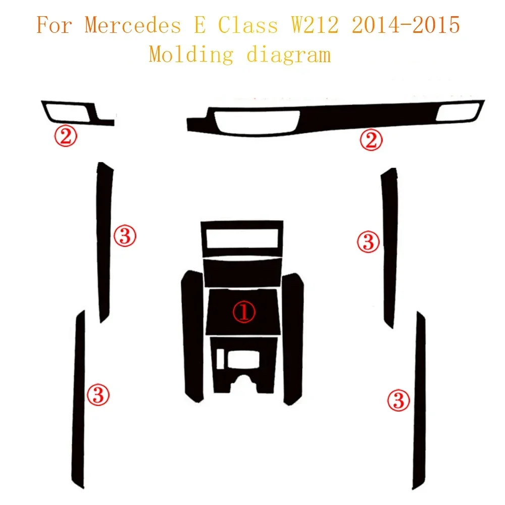 For Mercedes E Class W212 2014-2015Interior Central Control Panel Door Handle Carbon Fiber Sticker Decals Car styling Accessorie