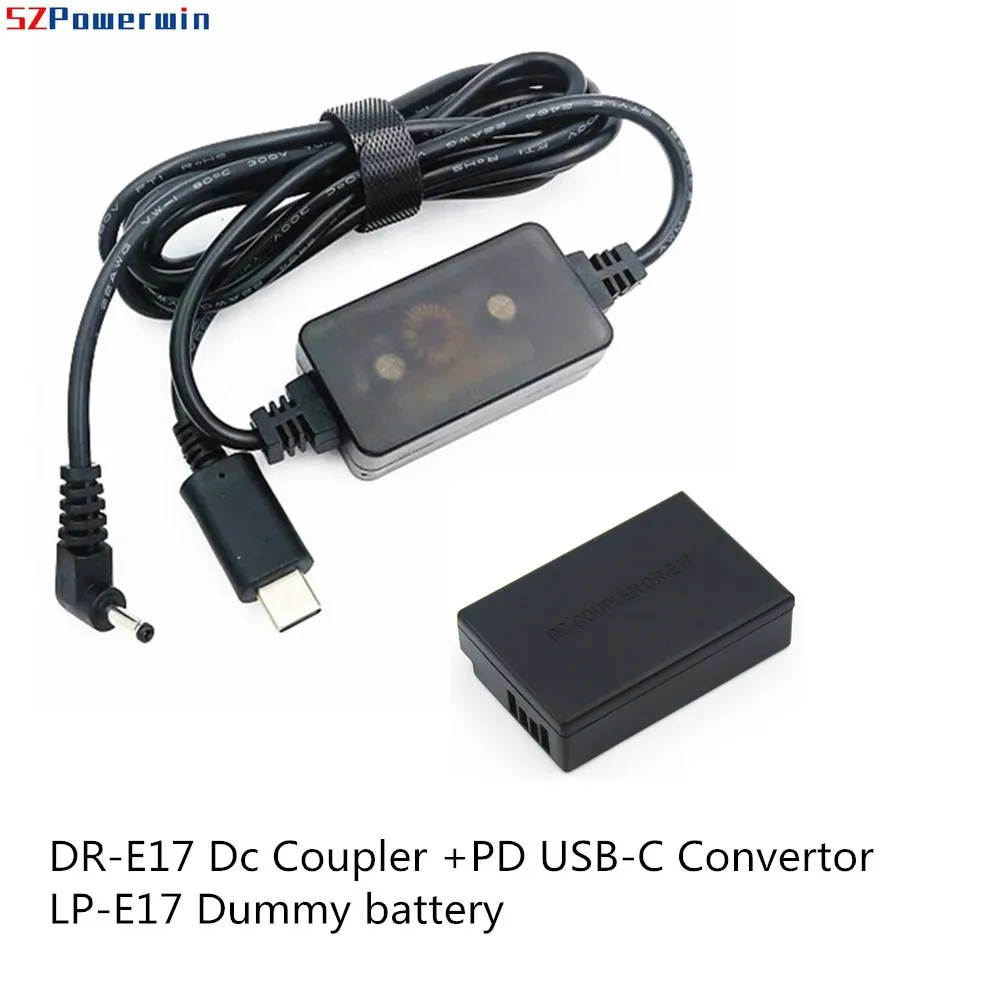 

USB-C PD Convertor TO LP E17 LPE17 ACK-E17 DR-E17 Dummy Battery&DC Power Bank for Canon EOS M3 M5 M6 M6 Mark2 ii ACKE17