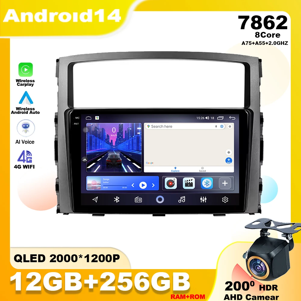 

Android 14 для Mitsubishi Pajero 4 V80 V90 2006 - 2024 автомобильное радио Carplay Автомобильный плеер мультимедийная навигация GPS WIFI стерео DSP