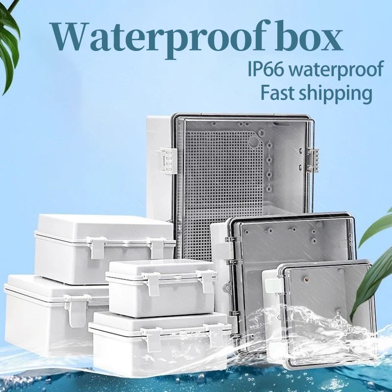 IP66 Abs Pc Gray/Transparent Cover Enclosure Power Junction Box Hinge Outdoor Waterproof Plastic Electrical Distribution Box