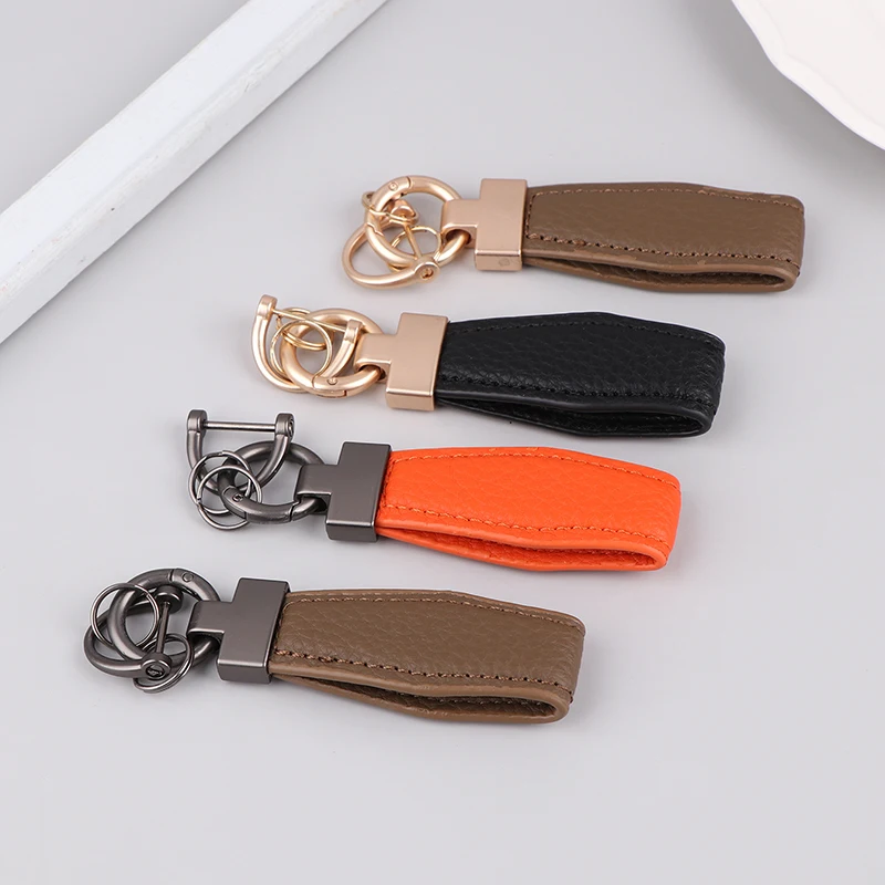 1Pc PU Leather Multiple Colors Plaid Keychain Women Men Buckle Car Key Ring Chain Holder Jewelry Gift Car Accessories image 4