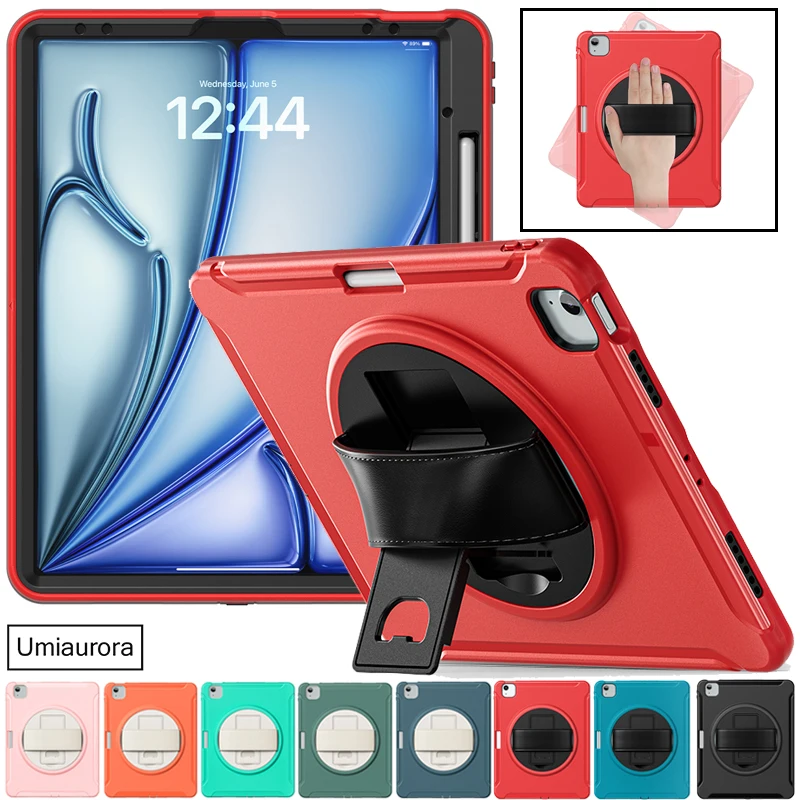 

Для IPad Mini 8,3 дюйма Air 10,9 Pro 11 12,9 13-дюймовый M2 M3 M4 M5 с вращением на 360 градусов, ремешок на руку, подставка для планшета, противоударный прочный чехол для ПК