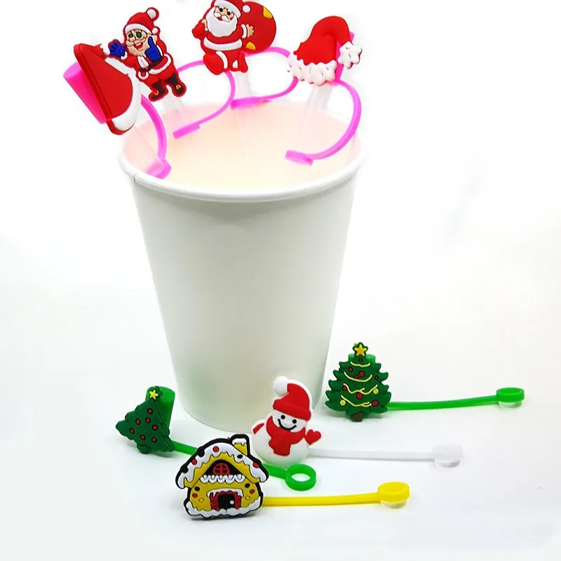 Christmas Straw Cover Cap For Stanley 30&40 Oz Tumbler Cup 10mm Accessories Xmas Toppers Reusable Dust-Proof Spill-Proof Plug