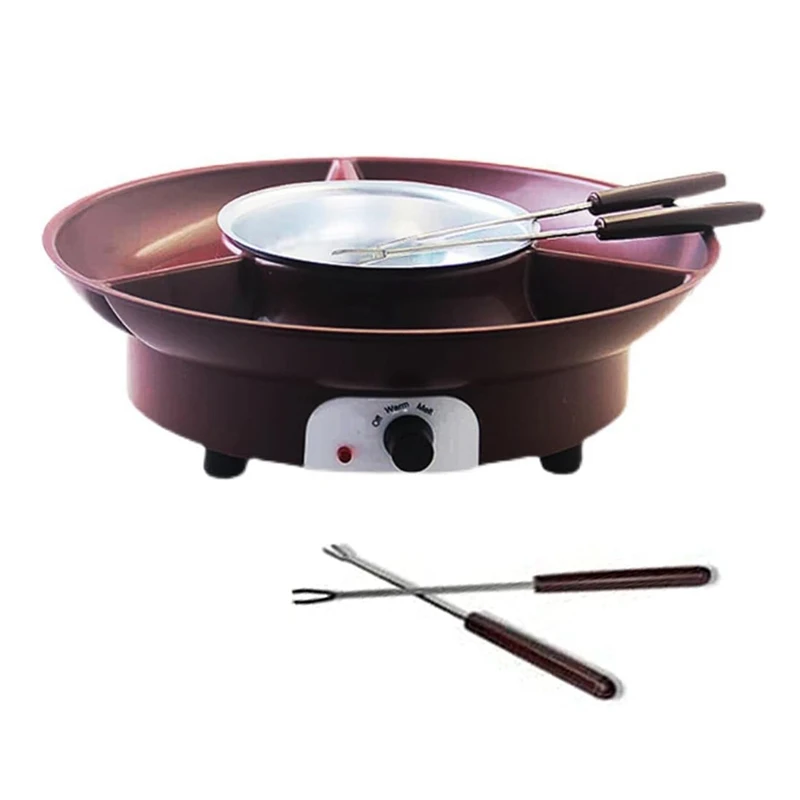 Fondue Pot Set,Electric Chocolate Fondue Maker With 4 Forks, Cheese Melting Fondue Machine Kit,Temperature Ctrol.EU Plug Durable