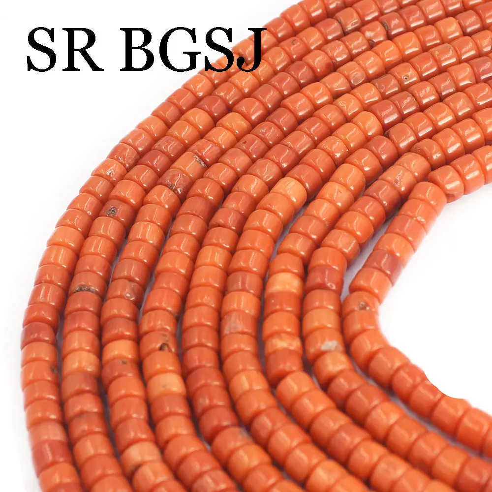 4x6mm Different Shape Rondelle Drum Column Jewelry DIY Loose Natural Spacer Vintage Seed Orange Coral Beads 15\