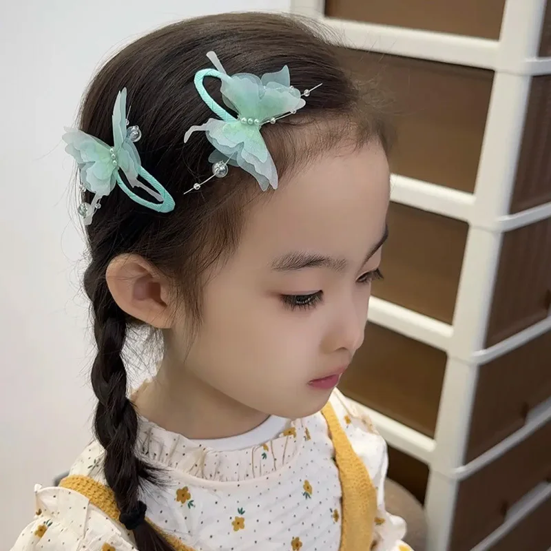 2Pcs/Set Children's Beautiful Gradient Butterfly BB Hair Clips Butterfly Wings Princess Hairs Accessories Girl Not Hurt Hairpins