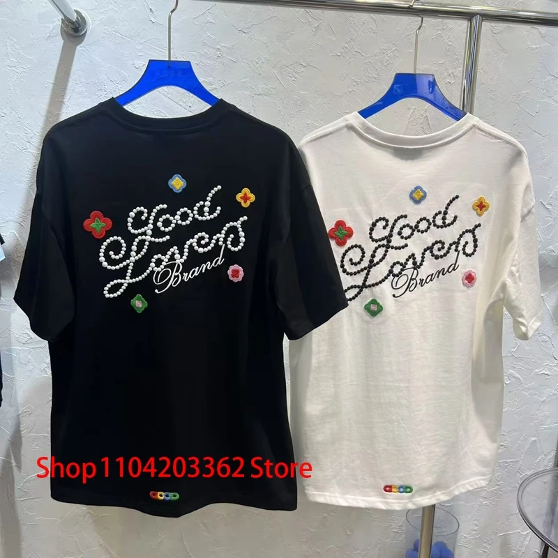 

Summer Men's T-shirts Goodbrand Short Sleeve 3D Embroidery Flower Letter Streetwear Fashion Tee Tops One Day Shipped Out