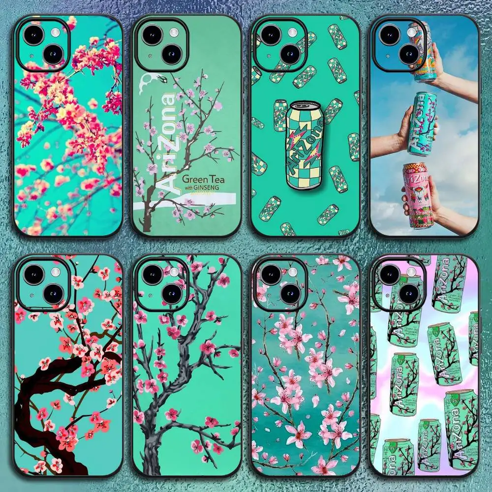 Vaporwave أريزونا الشاي المثلج الجمالية جراب هاتف آيفون 17 12 13 14 15 16Pro ماكس زائد الكلاسيكية الأسود لينة قذيفة