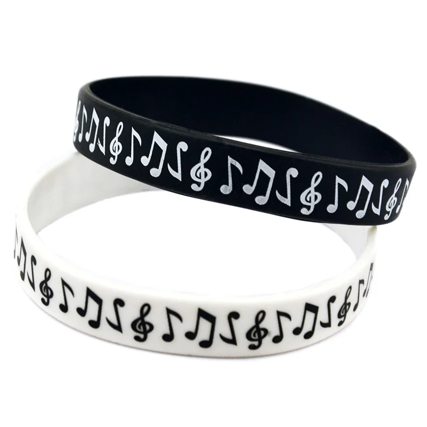 50 Stück Musiknoten-Silikonarmbänder im Punk-Stil für Musikkonzerte, als Geschenk geeignet, Gummiarmreif, 5 Farben. – Detail 8