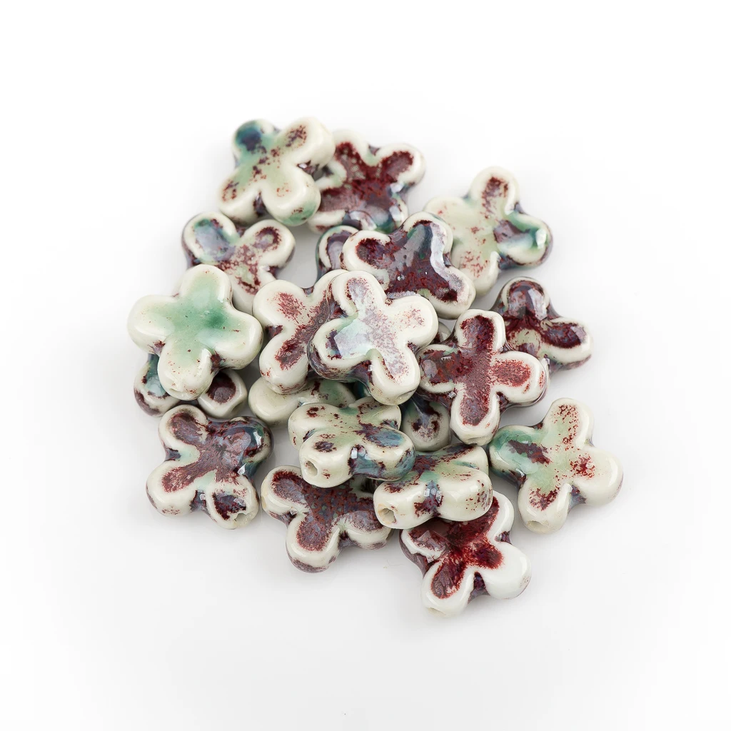 20pcs Various Styles Green Color Special-shaped Ceramic Beads Diy Material For Necklaces Bracelets #1208