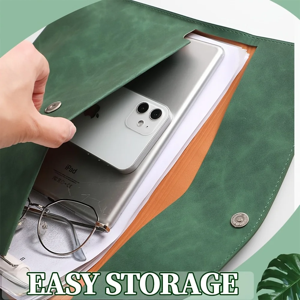 Personalized PU Leather A4 File Folder Custom Name Magnetic Closure File Bag Waterproof Document Laptop Bag for Office School