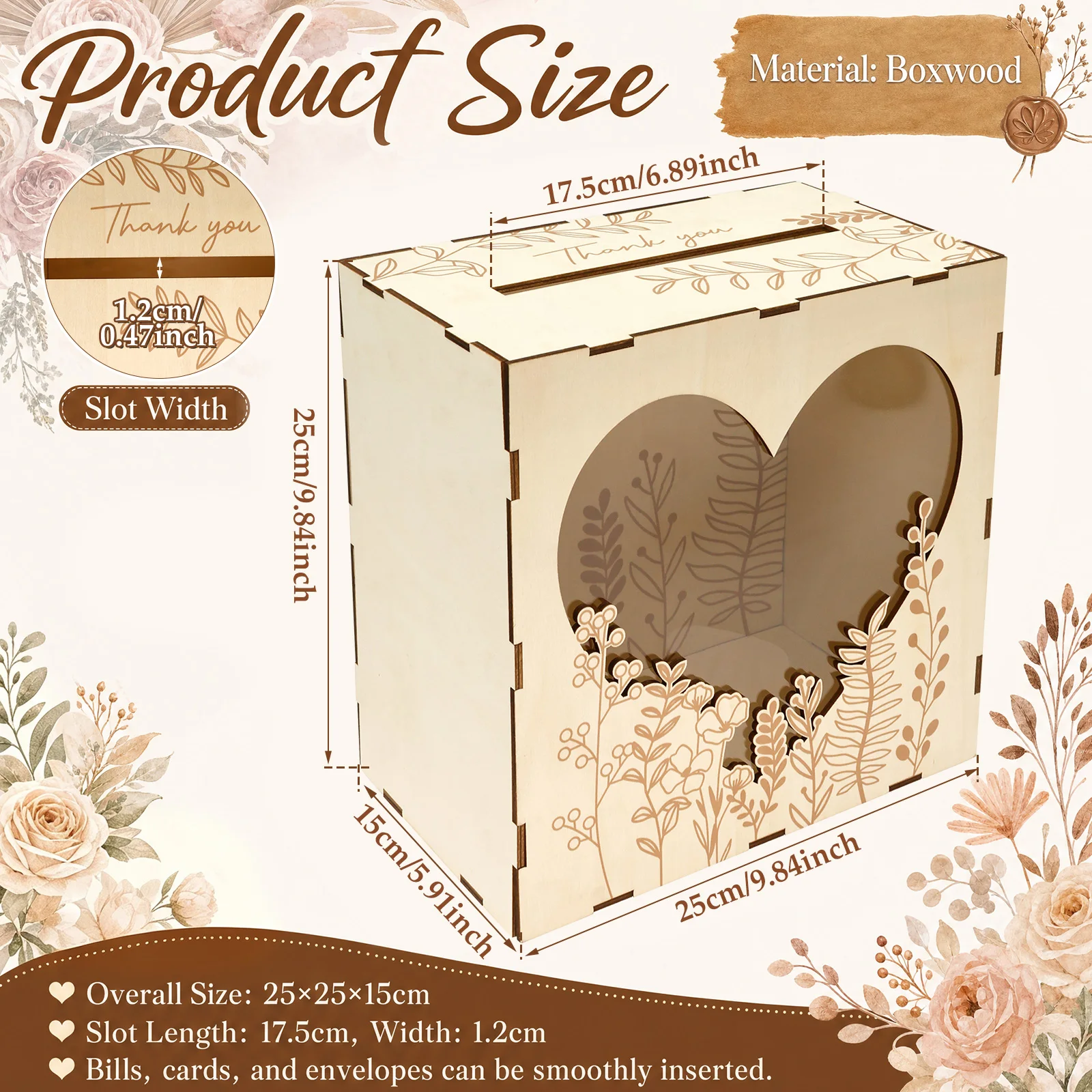صندوق بطاقات الزفاف الخشبي مع - مراجعة Wedding Card Box وسعره
