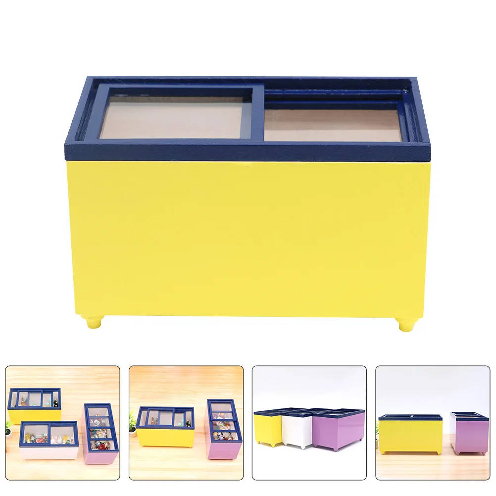 

Mini Freezer Simulation Charming Miniature Kitchen Furniture Play Fridge for Mini House Creative Imagination Safe Rounded Edges