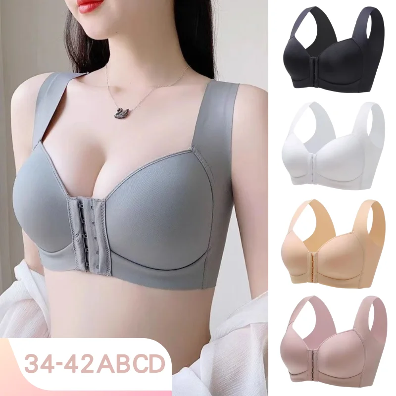 Soutien-gorge à boucle avant pour femmes, soutiens-gorge de sport, haut confortable sans armatures, bralette sexy, soutien-gorge croisé dans le dos