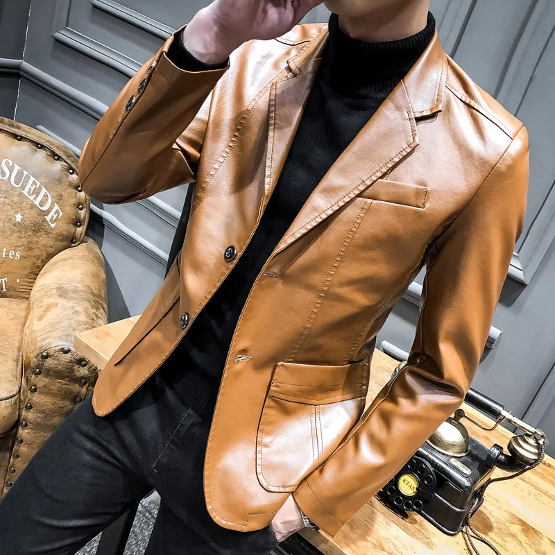 

Autumn New Men's Korean Style Versatile Fashion Leather Suit