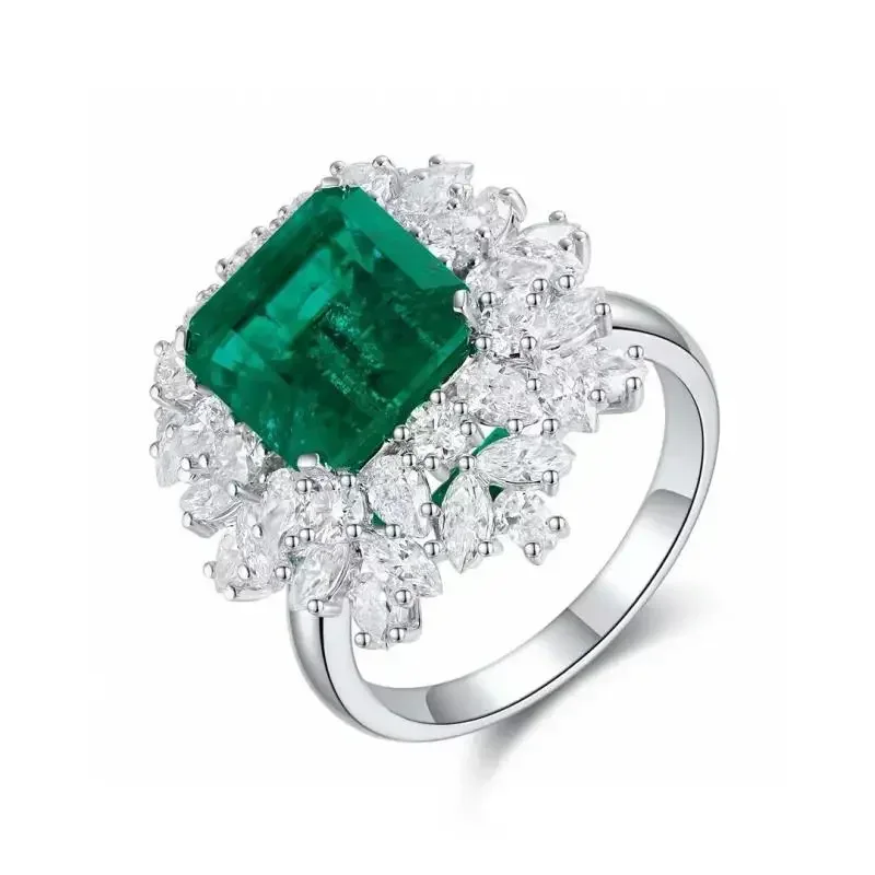 Pirmiana New 18k White Gold 4.88ct Lad Grown Emerald Dual-use Ring High Fine Jewelry for Women Party Gift