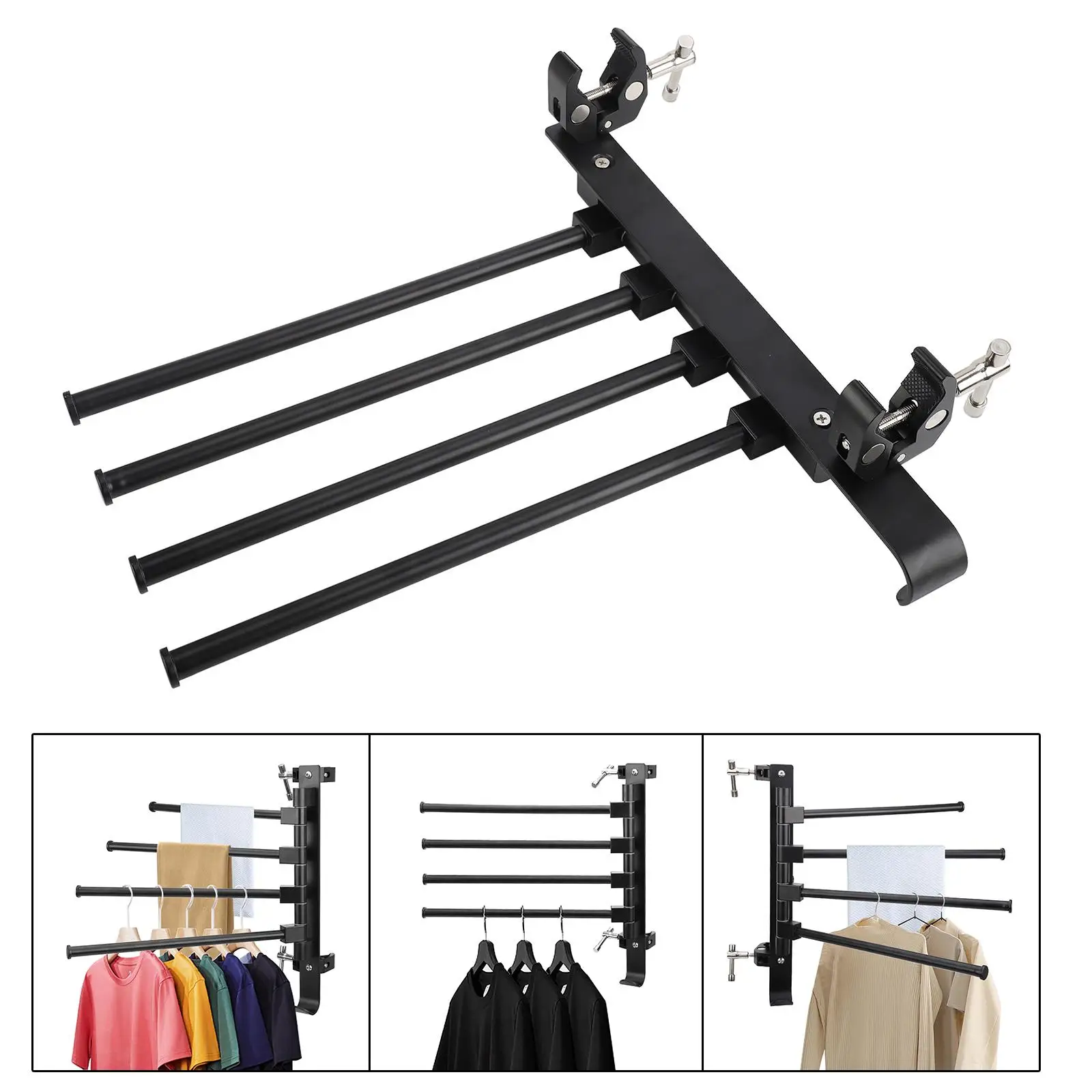 RV Clothes Drying Rack Space Save Drill Free Portable Clothes Hanger Rack Accessories for Truck Travel RV Hotel Bathroom