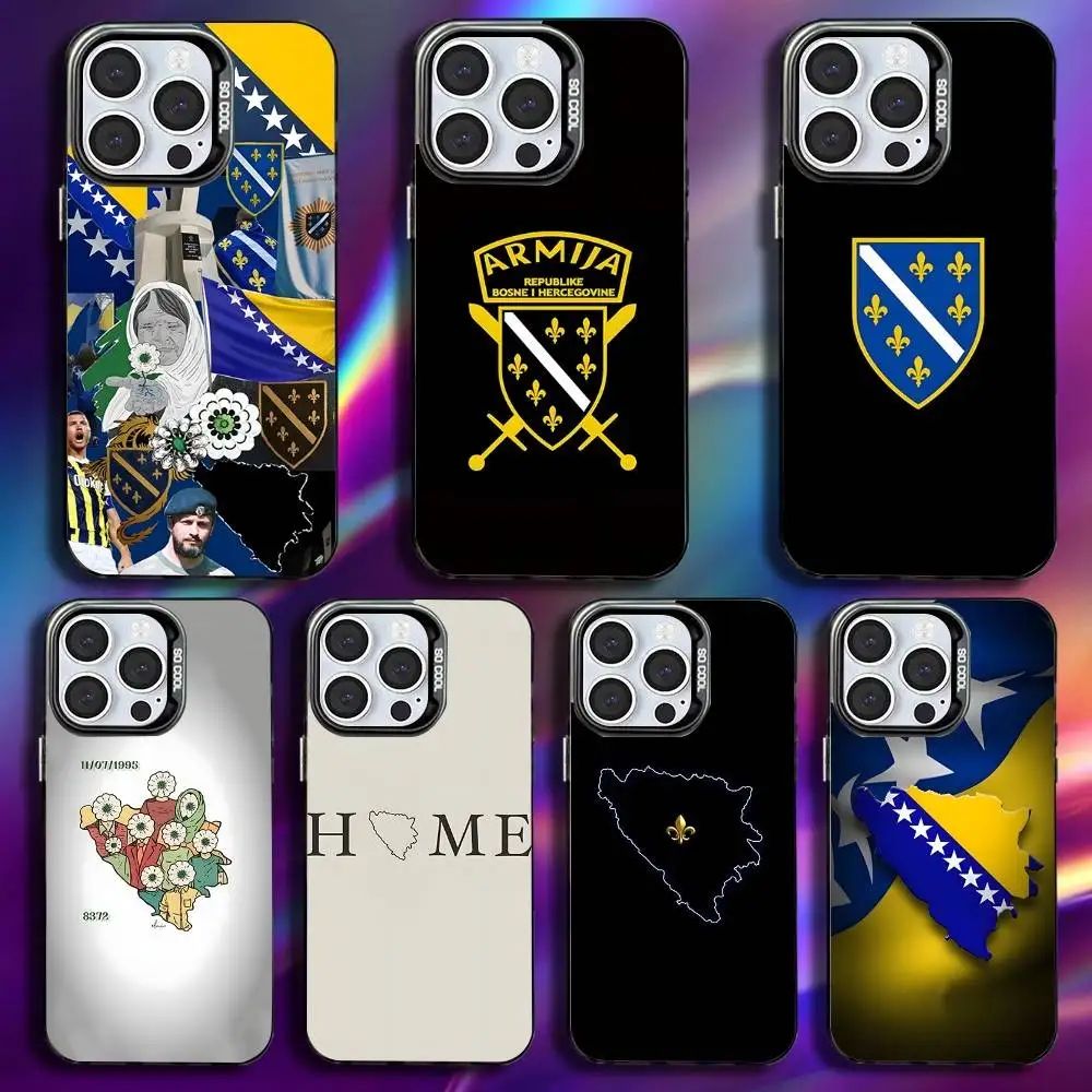 

Bosna i Hercegovina Heart Phone Case For iPhone 16,15,14,13,12,11,Pro,Max,Plus,Mini,XS,SE Anti Fall Black Matte Hard Bumper