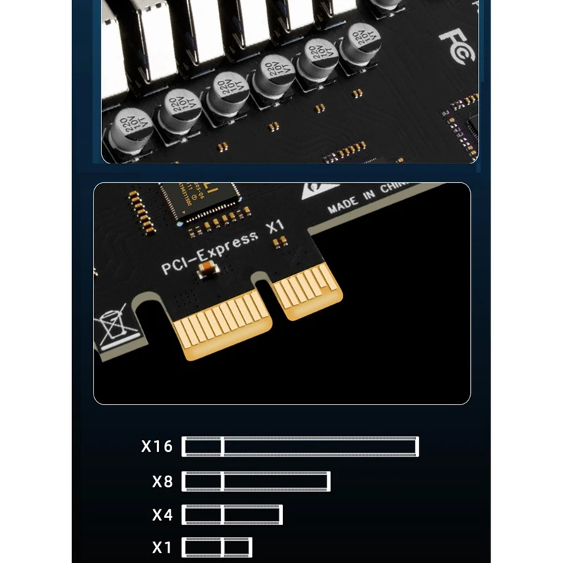 SSU Pcie To USB 3.2 Gen 2 Card 8-Port (6X Type-A +2X Type-C) Converter PCIE Splitter VIA+NEC Chip For Desktop Computer