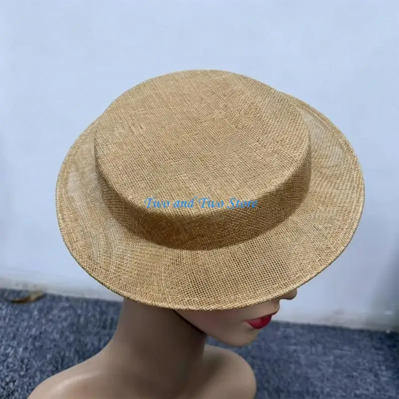HX6F Plain Event Hat with Flat Form and Textured Body, Dress Hat for Tea Parties, Stage Outfits, DIY Accent Styling